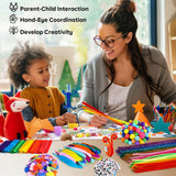 FunzBo 2000Pcs+ Arts & Crafts Supplies Kits for Kids,St Patricks Day DIY Craft Supplies for Toddlers DIY Art Supply Tools Set Include Pipe Cleaners,Pom Poms and Feather,Easter Crafts for kids Ages 4-8 FUNZBO