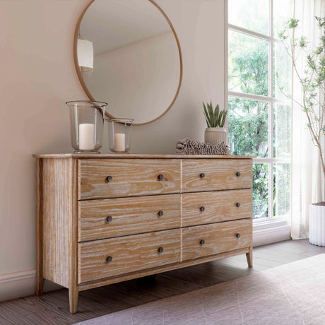 Grain Wood Furniture Greenport 6-Drawer Bedroom Dresser, Solid Wood with a Brushed Driftwood Finish Grain Wood Furniture
