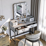 Sunvivi Vanity, Makeup Vanity Desk with 3 Color Dimmable Lighted Hollywood Mirror, White Vanity with 4 Drawers, Large Dressing Table for Women Girls Sunvivi