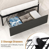 Zevemomo LED Twin Bed Frame with Charging Station, Twin Size Platform Bed with RGB LED Lights, 2 Tier Storage Headboard, Unique Heave Duty Metal Round Bar, No Box Spring Needed, Grey Zevemomo