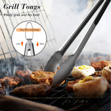 BBQ Accessories Grill Tools, Heavy Duty Grilling Accessories Barbecue Accessories Stainless Steel Grill Accessories with Spatula, Fork, Tongs and Gift-Box for Outdoor Grill, Home Grill (3PCS) HE-SANQI