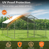 BOSSIN Bold Chicken Coop Run Large Metal Chicken Pen Outdoor, Poultry Cage Spire Shape, Heavy Duty Walkin for Yard with Waterproof and Anti-UV Cover, for Rabbits Habitat BOSSIN