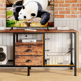 Furologee TV Stand with 2 Fabric Drawers, 42 Inch Small Entertainment Center with Open Storage Shelves, Media Console Table for Bedroom, Living Room, Rustic Brown Furologee