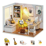 Flever Dollhouse Miniature DIY House Kit Creative Room with Furniture for Romantic Artwork Gift (Sunny Study) Flever