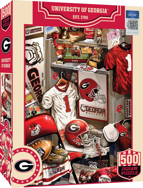 MasterPieces Game Day 500 Piece Jigsaw Puzzle for Adults - NCAA Georgia Bulldogs Locker Room - 15"x21" Masterpieces