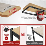 REIBII 72" H Storage Shelves 2300LBS Heavy Duty Garage Shelving Adjustable 5 Tier Garage Storage for Garage Kitchen Basement Industrial Metal Shelf Organizer Black REIBII