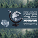 Hammer + Axe Whiskey Decanter Set, Globe-Shaped Whiskey Storage with Stand, Includes Two Matching Glasses, Perfect for Scotch, Bourbon and Favorite Libations, Accent Home Bar Decor, Alcohol Serving Hammer and Axe