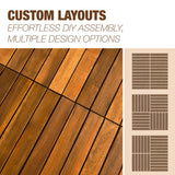 10 pcs Premium Acacia Wood Interlocking Decking Tiles – 12x12x0.9in Weatherproof Patio Flooring Outdoor – Interlocking Deck Tiles for Balcony, Backyar & Poolside, All-Weather Use (Golden Teak Finish) GREEN ALLUVIUM