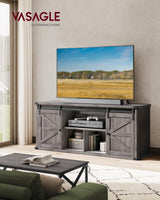 VASAGLE TV Stand for TVs up to 65 Inches, Farmhouse Entertainment Center with Sliding Barn Doors, TV Console Table for Living Room, Misty Gray ULTV324G68 VASAGLE