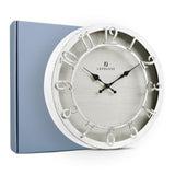 Lafocuse 12 Inch Silent White Wall Clocks Battery Operated, Farmhouse Wall Clock for Kitchen Living Room, Rustic Home Décor Lafocuse