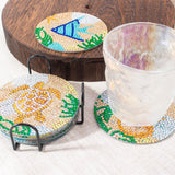 Ocean Diamond Art Coasters Kit for Adults, 8PCS DIY Diamond Painting Coaster Crafts with Holder, Mosaic Gem Art Craft Kits, Diamond Dotz Painting Accessories, Arts and Crafts Gift for Women & Teens Asbondy