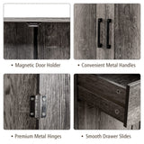 Giantex Buffet Server Sideboard Storage Cabinet Console Table Utensils Organizer Kitchen Dining Room Furniture, Entryway Cupboard with 2-Door Cabinet and 2 Drawers (Gray) Giantex