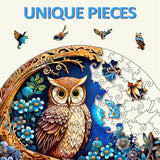 masseruon Wooden Puzzles for Adults-Moonlight Owl, Unique Shaped Jigsaw Puzzles for Adult(M, 190pieces, 11.4x11.4in), Beautiful Animal Shaped Wood Puzzles, Christmas Family Game Birthday Gift masseruon