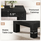 Tribesigns Farmhouse Square Coffee Table for Living Room, 39.37-Inch Low Large Center Tea Accent Table with Sturdy Legs, Easy Assembly (Black) Tribesigns