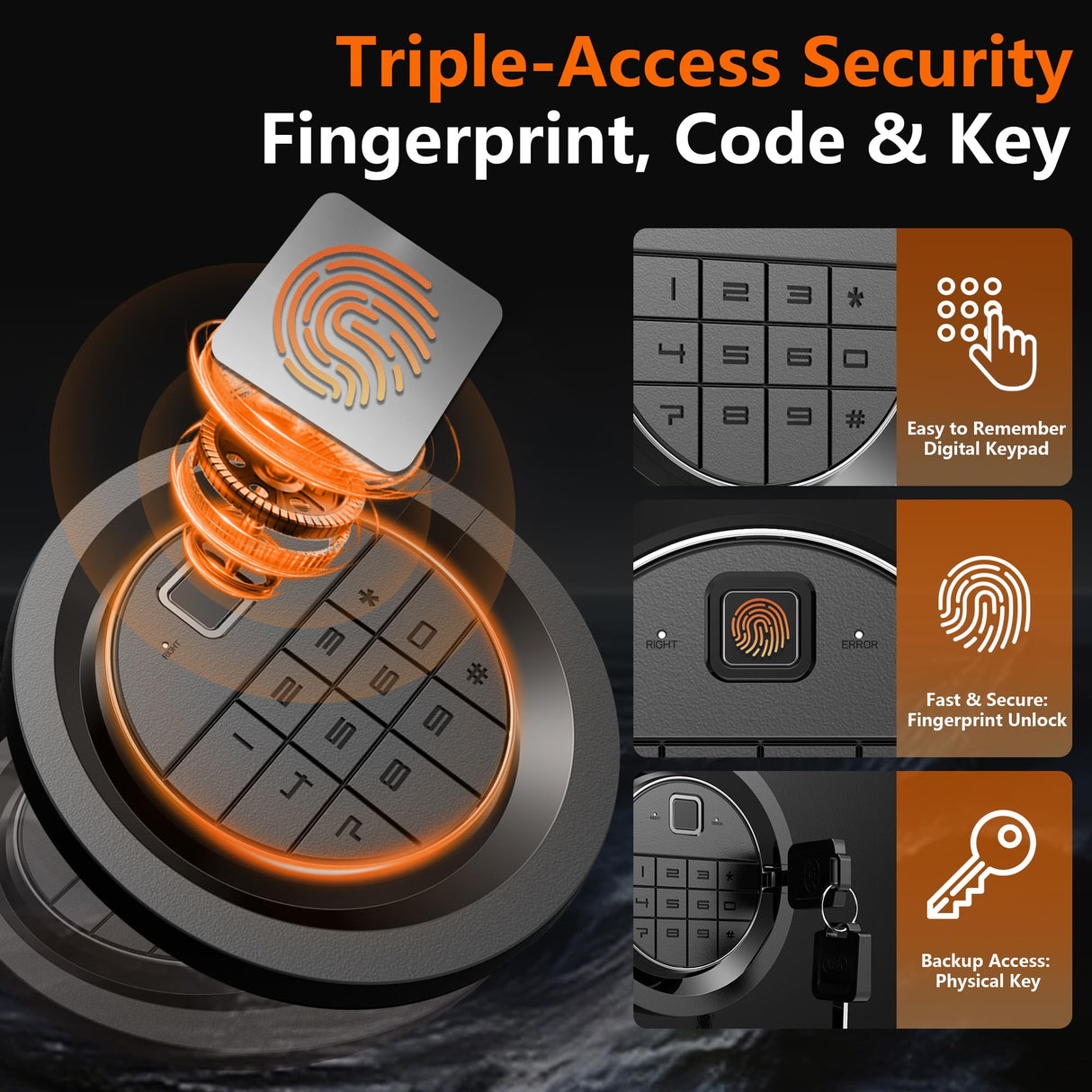 8-12 Gun Safe for Rifles and Pistols, Biometric Rifle Safe with Quick Access Fingerprint & Digital Keypad, Heavy Duty Steel Gun Cabinet with LED Light and No Assembly Required Marcree