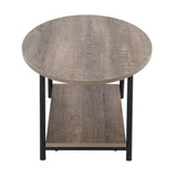 Household Essentials 8081-1 Oval Rustic Coffee Table with Storage Shelf | Distressed Ashwood Household Essentials