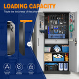 Yizosh Metal Garage Storage Cabinet with Locking Doors and Drawers, Heavy Duty Steel Tool Cabinet with Pegboard, 71" - Lockable Cabinets for Garage, Warehouse, Basement (Black Gray) Yizosh