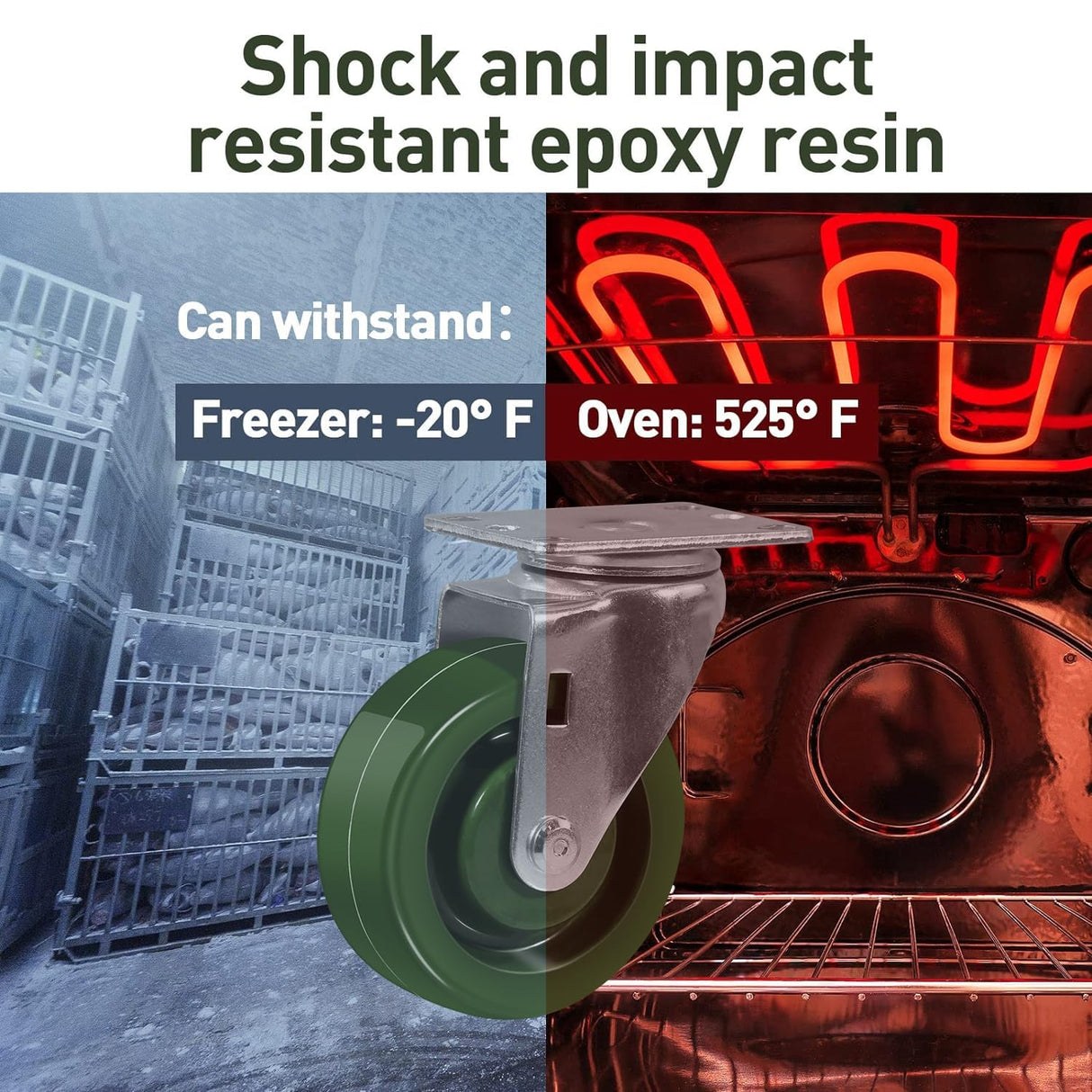 HANDSAMMU 4"X1.5" Heavy Duty Casters-High Temperature Oven Rack Casters, Industrial casters-Set of 4 with Loading Capacity: 2800LB (4 Swivel) Handsammu