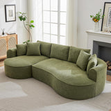 Opiesit 124" Oversized Boneless Couches for Living Room, Sectional Curved Sofa with 7 Pillows, L-Shape Boneless Couch with Deep Seat, High-Density Memory Foam, No Assembly Required, Chenille (Green) Opiesit