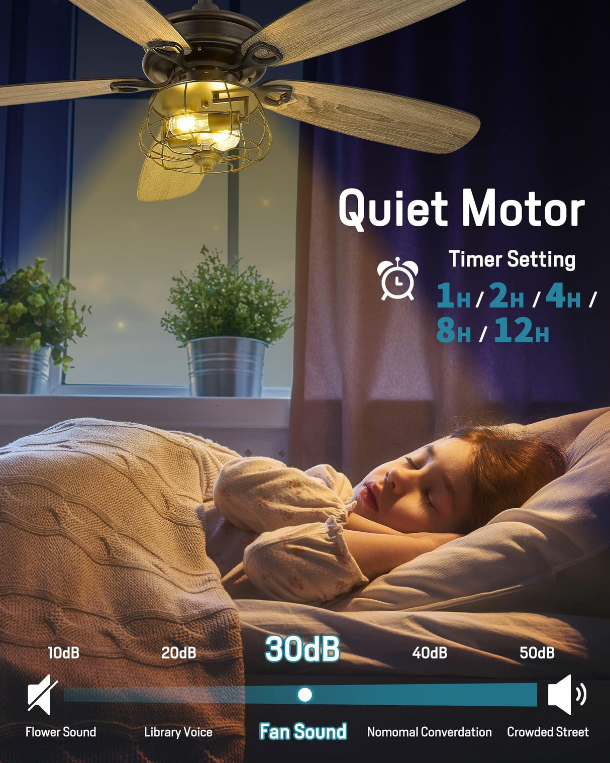 Farmhouse Ceiling Fan, 52Inch Ceiling Fans with Lights and Remote Control, Rustic Barnwood Blades, Industrial Cage Light, Matte Black, MK03-BK Melkelen