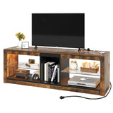 YITAHOME LED TV Stand w/Power Outlets for TVs up to 55/60 inch, Gaming Entertainment Center with Glass Shelves RGB Modes, Modern TV Stand for Living Room, TV Console with Storage, Rustic Brown YITAHOME