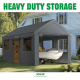 Acepic Carport 10x20ft Heavy Duty Carport Features Roll-up Windows & Doors, Portable Garage with UV Resistant Waterproof All-Season Tarp for Car, Truck, Boat Acepic