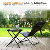 VINGLI Outdoor Folding Side Table with Chic Hollow Pattern and Durable, Rust-Resistant Black-Coated Iron Patio Bistro Table Suitable for Indoor & Outdoor Porch, Deck, Balcony and Pool VINGLI