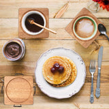 Farmhouse Home Decor Coasters with Holder Acacia Wood Coaster Set of 4 Drink Coasters Unique Cup Coasters Gift Cute Rustic Wooden Coasters for Coffee Table Beer Coasters Cool Bar Outdoor Coasters Renawe