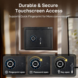 ADIMO Biometric Safe Box, 1.2 CuFt Home Safe with Biometric Fingerprint & Touchscreen, Fireproof Safe Box w/Removable Shelf & Alarm System, Money Safe for Documents& Valuables Home Office Hotel ADIMO