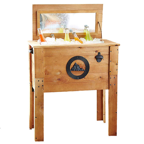 Rustic Outdoor Beverage Cooler for Patio - 45 Qt. - Rustic Brown BACKYARD EXPRESSIONS PATIO · HOME · GARDEN