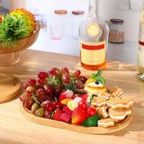 Tanlade 4 Pieces 12 x 7.5 Inch Wooden Serving Tray, Oval Serving Tray Rustic Wood Trays for Crafts Large Decorative Wooden Serving Platter for Tea Coffee Table Food Kitchen Dessert Veggie (Bamboo) Tanlade