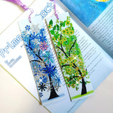 4 Pcs LINGFANG Diamond Painting Bookmark, Leather DIY Book Makers for Adults Book Lovers, Diamond Art Beginners, Small Diamond Art Kits, Paint by Art Crafts Supplies Gift for Girls (Season Tree) LINGFANG