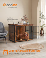 Feandrea Dog Crate Furniture, 43.3" Side End Table, Modern Kennel for Dogs Indoor up to 80 lb, Heavy-Duty Dog Cage with Enclosed Base, Double-Door Dog House, Rustic Brown UPFC024X01 Feandrea