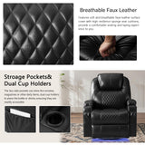 IBTKIG Power Swivel Rocker Recliner Chair with Massage and Heat/LED Lights/USB and Type-C Ports/Infinite Position/Cup Holder, Electric Glider Reclining Sofa for Nursery Living Room (2, Black) IBTKIG