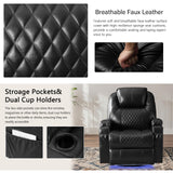 IBTKIG Power Swivel Rocker Recliner Chair with Massage and Heat/LED Lights/USB and Type-C Ports/Infinite Position/Cup Holder, Electric Glider Reclining Sofa for Nursery Living Room (1, Black) IBTKIG