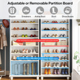 Tribesigns Narrow Tall Shoe Cabinet with LED Lighting, 9-Tier 30 Pairs Freestanding Shoes Storage Cabinet, Wood Shoe Organizer Cabinet with Solid Wooden Legs for Entryway (1, White) Tribesigns