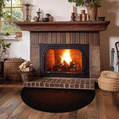 27'' x 48'' Upgraded Thickened Fireplace Mat, Half Round Fire Resistant Mat, Fireproof Rug Retardant Hearth Pad for Fireplace Wood Stove, Protect Floor from Sparks Embers Indoor Outdoor