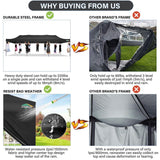COBIZI 10x30 Pop Up Canopy Without Sidewall,Heavy Duty Canopy UPF 50+ All Season Wind Waterproof Commercial Outdoor Wedding Party Tents for Parties Gazebo with Roller Bag(10 x 30 ft Black) COBIZI