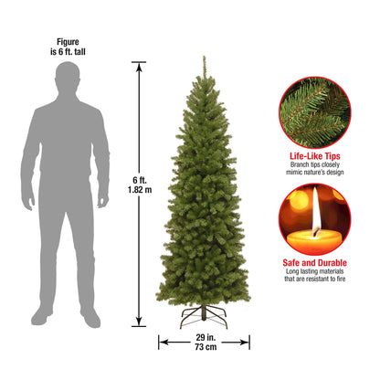 National Tree Company Artificial Slim Christmas Tree, Green, North Valley Spruce, Includes Stand, 6 Feet