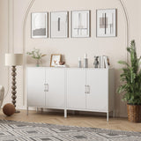 Metal Storage Cabinet with Adjustable Shelves, Steel Buffet Sideboard for Entryway, Living Room, Dining Room, Kitchen, Office, Bar (White) Steehoom