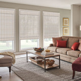 LANTIME Wood Window Roman Shades, Lined Blackout Bamboo Roman Shades Blinds, Easy Installation for Home and Garden, White LANTIME