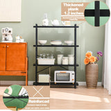 HCHQHS Bookshelf, 4-Tier Industrial Bookcase, Black Open Book Shelf, Freestanding Tall Bookshelves with Metal Frame HCHQHS