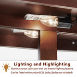 Dolonm Curio Cabinet with Tempered Glass Doors, Curio Cabinets with Mirrored Back Panel and Adjustable Shelves, Lighted Display Cabinet for Home, Dolonm