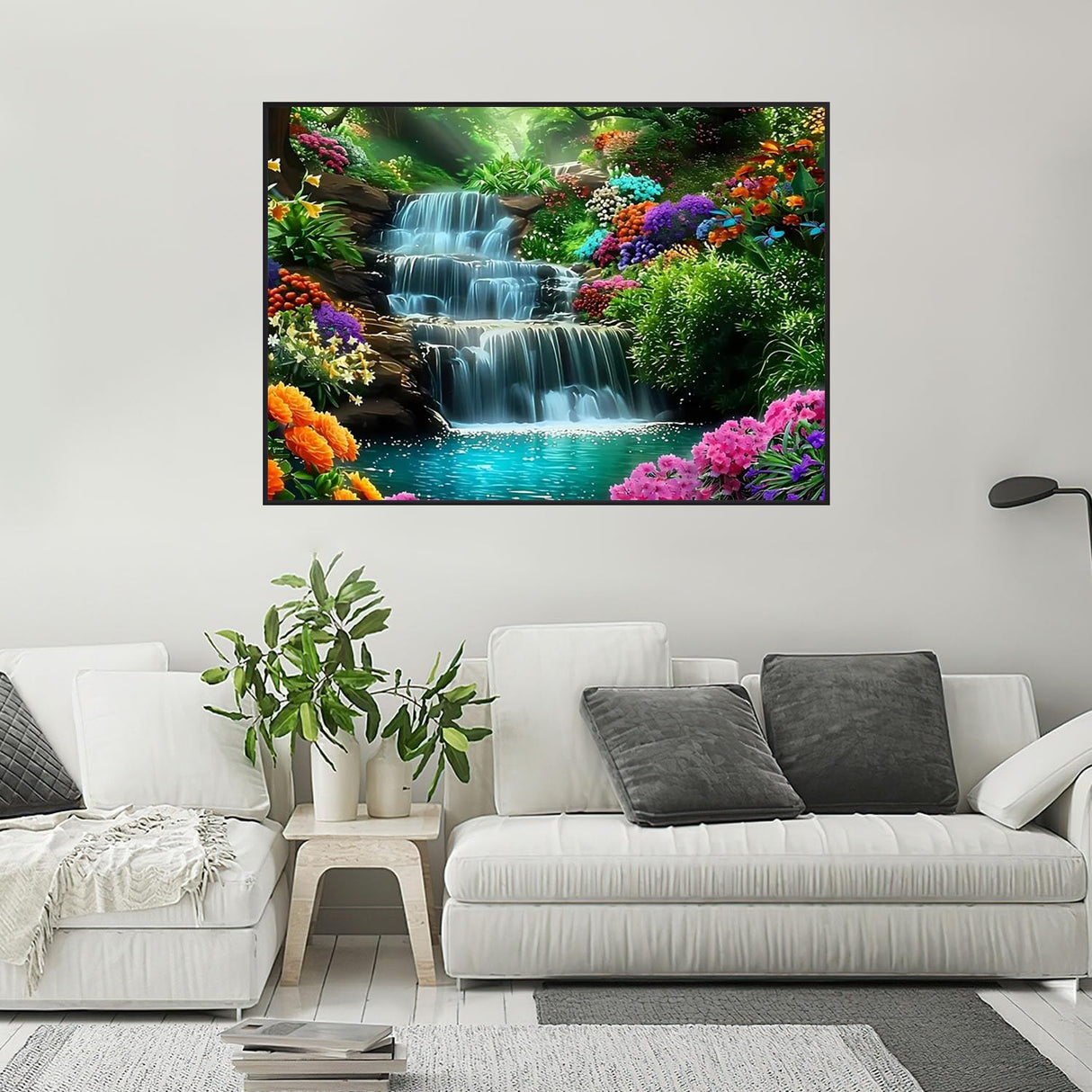TOPMCYSG Waterfall Landscape Diamond Art Kits for Adults,Forest Scenery 5D Diamond Painting Kits for Beginners,DIY Round Full Drill Diamond Dots Paintings Picture Gem Art for Home Wall Decor 16 x 12in TOPMCYSG