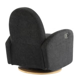 GDFStudio Swivel Glider Recliner Chair Nursery Rocker Recliner Chair with Boucle Upholstered High Back Single Seat Sofa Chair with Deep Seat Manual Nursing Reclining for Living Room, Black GDFStudio
