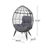 GDFStudio Valerie Outdoor Wicker Swing Chair with Cushion, Gray and Dark Gray GDFStudio