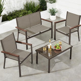 Best Choice Products 4-Piece Outdoor Textilene Patio Conversation Set, Backyard Furniture w/Loveseat, Coffee Table, Steel Frame - Brown/Brown Best Choice Products