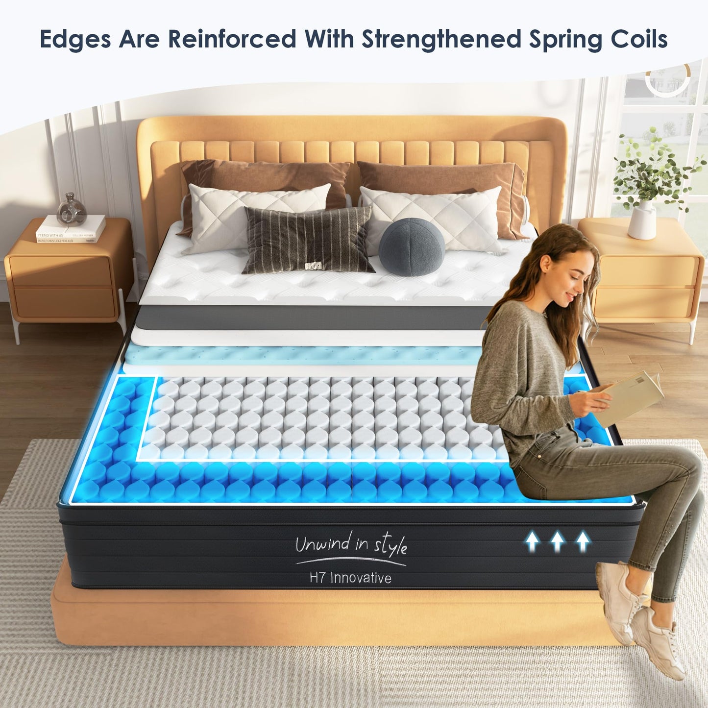 SogesSleep Twin Mattress 10 Inch Hybrid Mattress with Gel Memory Foam, Individual Pocket Spring Bed Mattress, Medium Firm Mattress for Pressure Relief, CertiPUR-US & Fiberglass Free