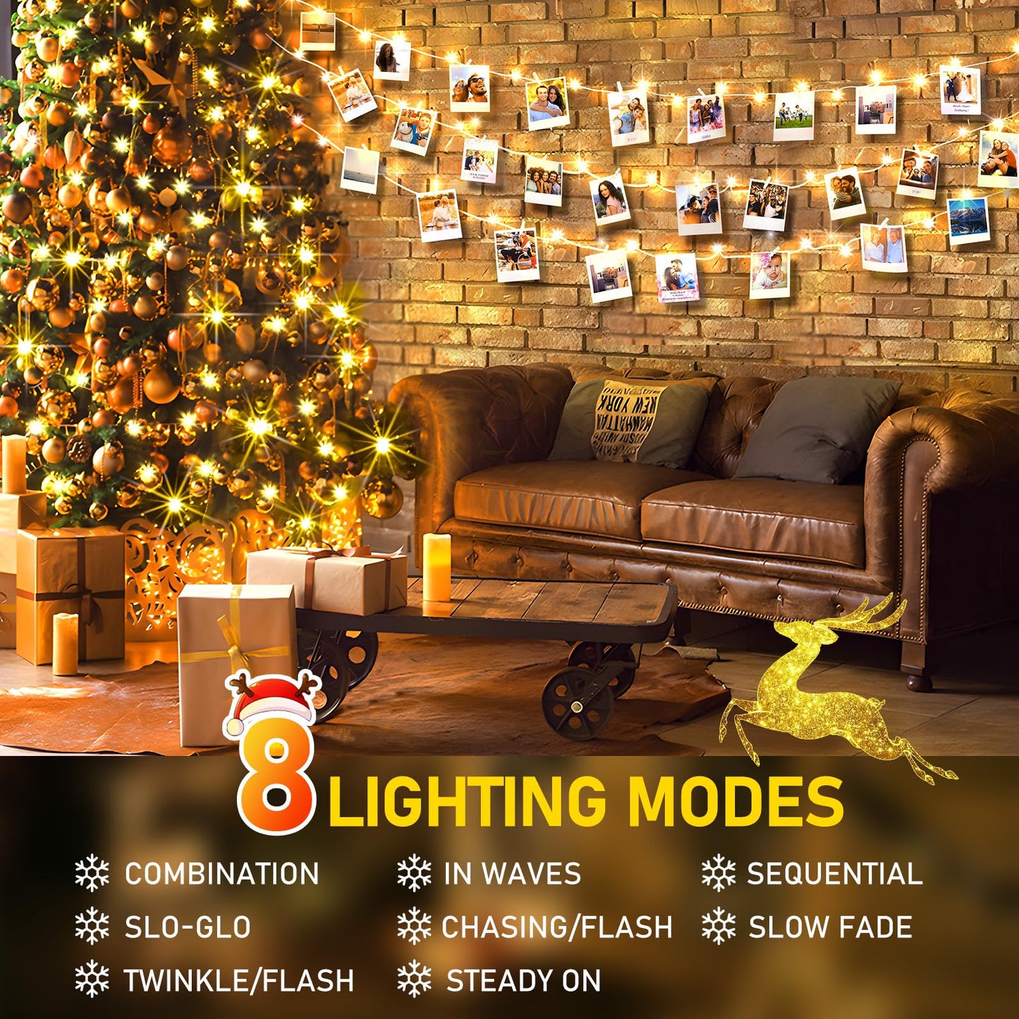 KNONEW 403FT 1000 LED Christmas Lights Outdoor String Lights 8 Modes & Timer Fairy Light Plug in Waterproof LED String Lights for Xmas Yard Tree Wedding Party Holiday Decorations (Warm White)