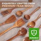 AIUHI Teak Wood Kitchen Utensil Set, 9-Piece Wooden Spoons for Cooking, Wooden Spoons Spatula for Cooking-Non-stick, Durable & Heat Resistant AIUHI